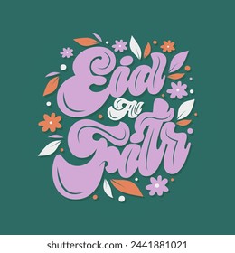Eid Mubarak islamic typographiy design. Vector calligraphy isolated on white background eid al fitr mubarak for your design
