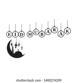 Eid Mubarak Islamic vector design greeting card template. 