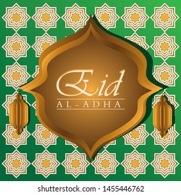Eid Mubarak Islamic vector design greeting card template 