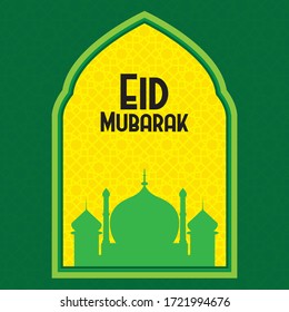 Plantilla de tarjeta de felicitación para diseño vectorial islámico Eid Mubarak