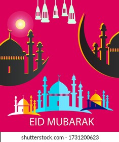 Eid Mubarak Islamic vector design greeting card template