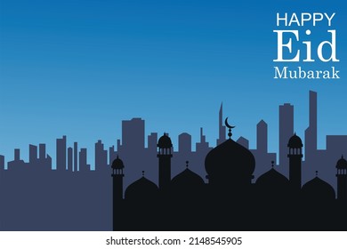 Eid Mubarak Islamic vector design greeting card template for Saudi Arabia and muslim people