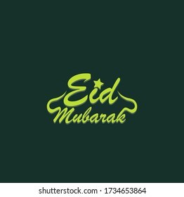 eid mubarak isolierte Kalligraphie mit dunkelgrüner Farbe