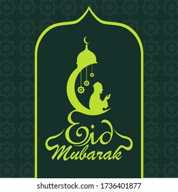 eid mubarak caligrafía aislada de color verde oscuro