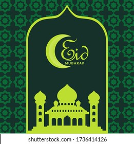 eid mubarak caligrafía aislada de color verde oscuro
