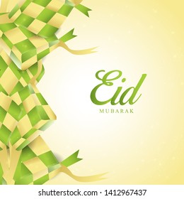 Eid Mubarak With Ketupat Islamic Background