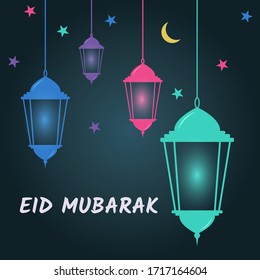 Eid Mubarak Lantern background Wallpaper Creative Design Template vector