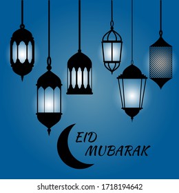 Eid Mubarak Lantern Bildschirmhintergrund Kreatives Design Vorlage Vektorgrafik