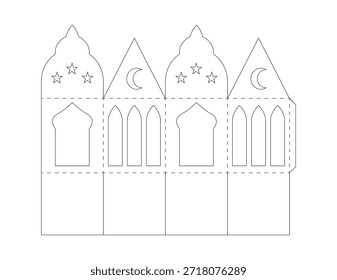 Eid mubarak lantern cutting template vector illustration