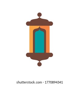 eid mubarak lantern flat style icon vector illustration design