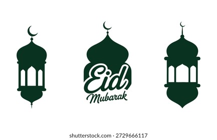 Símbolos islâmicos do feriado de Eid Mubarak e lua crescente