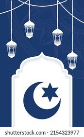 Linternas de Eid Mubarak colgando el afiche