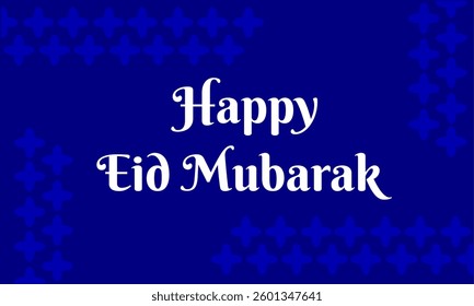Eid Mubarak letter blue background with geometric simple shape clip art vector illustration
