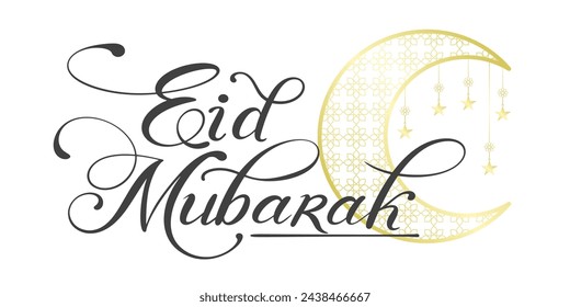 eid mubarak letter calligraphy banner	