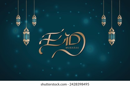 Eid Mubarak letter style vector design, Ramadan Mubarak English and Arabic calligraphy, flyer design, eid 2024 greeting background, islamic design crescent moon
Vector Formats, copy space