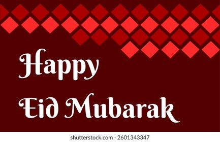 Eid Mubarak lettering dark red background with geometric vertical various object clip art vector illustration new