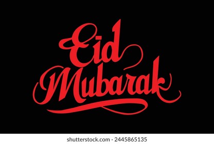 Eid Mubarak lettering greeting card template design on dark background. Eid ul-Fitr, Eid ul-Adha. Religious holiday. Eid calligraphy, poster, banner. Celebration poster design.