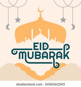 Eid Mubarak Lettering Vector Illustration