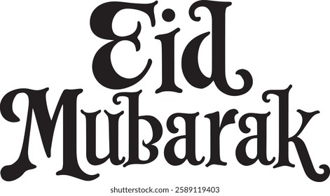 Eid Mubarak Lettering Vector Illustration.