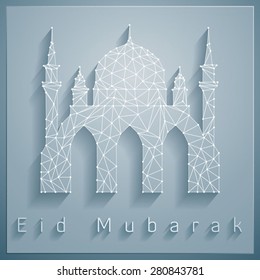 Eid Mubarak Line Triangle Mosque