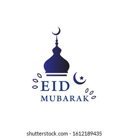 eid mubarak logo with the design of the dome of the mosque and the crescent moon. symbol icon.