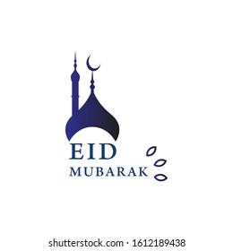 eid mubarak logo with the design of the dome of the mosque and the crescent moon. symbol icon.