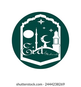 Eid mubarak logo design simple concept Premium Vector 