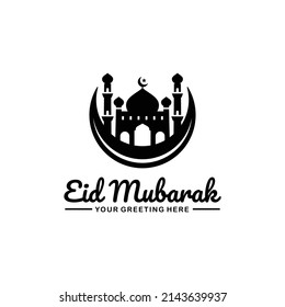 Eid mubarak logo design vector