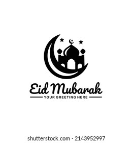 Eid mubarak logo design vector