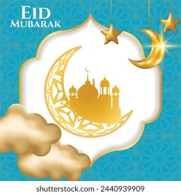 eid mubarak logo design vector template