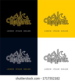 Eid Mubarak Logo template for islamic event, greeting card, eid party, and many more. In four color line typography style concept design