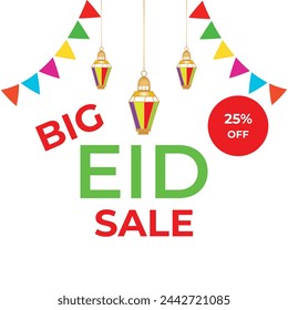 Eid Mubarak logo, Eid Mubarak text on colorful background.Eid Mubarak logo with moon lantern, colorful Eid Mubarak