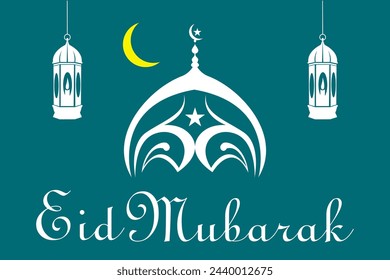 eid mubarak logo vintage ilustración de diseño vectorial
