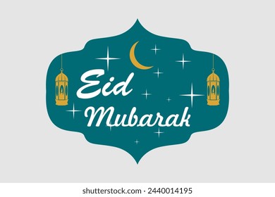 eid mubarak logo vintage ilustración de diseño vectorial