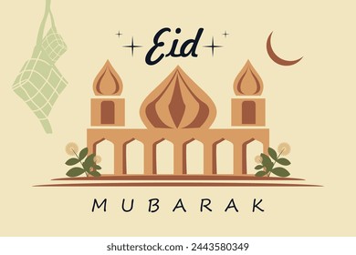 eid mubarak logo vintage ilustración de diseño vectorial