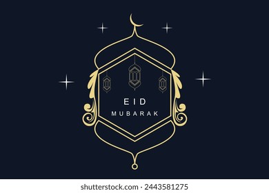 eid mubarak logo vintage vector design illustration
