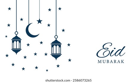 Eid Mubarak luxury template with elegant islamic ornaments. Islamic background. Premium social media post design