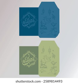 Eid mubarak money envelope template design for islamic great day