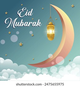 Eid Mubarak Moon Illustration vector