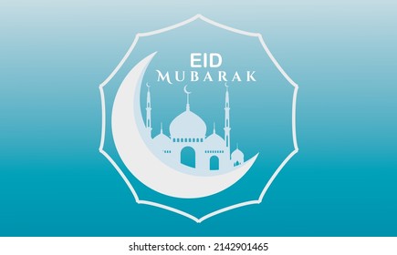 eid mubarak moon and mosque beautiful background