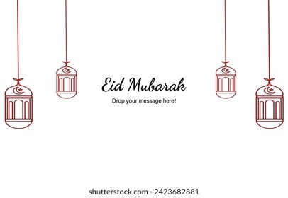 Eid Mubarak moon and mosque beautiful background with Vector