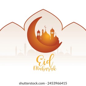 eid mubarak moon and mosque beautiful background