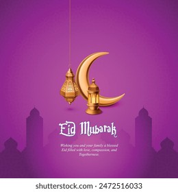 Luna de Eid Mubarak y fondo hermoso de la mezquita