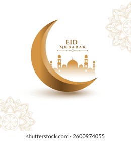 Eid mubarak moon and mosque beautiful background.
