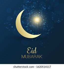 Eid Mubarak - Moon in the Sky - Greeting Card for Muslim Community Festival
