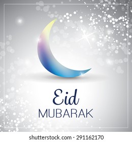 Eid Mubarak - Moon in the Sky - Greeting Card for Muslim Community Festival