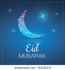 Eid Mubarak - Moon in the Sky - Greeting Card for Muslim Community Festival