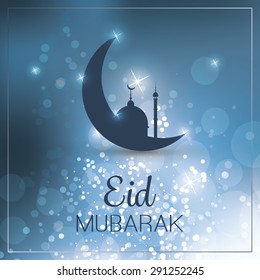 Eid Mubarak - Moon in the Sky - Greeting Card for Muslim Community Festival