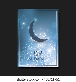 Eid Mubarak - Moon in the Sky - Greeting Card, Flyer or Cover Design for Muslim Community Festival