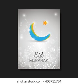 Eid Mubarak - Moon in the Sky - Greeting Card, Flyer or Cover Design for Muslim Community Festival